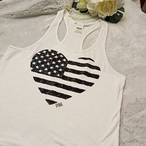🖤 PINK Victoria's Secret White Tank Top Sequin Size Small